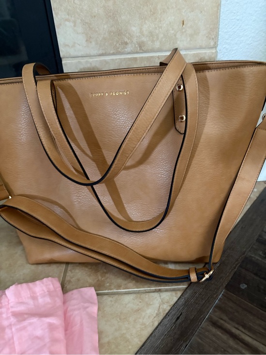 Poppy & Peonies Handbags - Poppy & Peonies Caramel Tan Leather Tote with Shoulder Strap